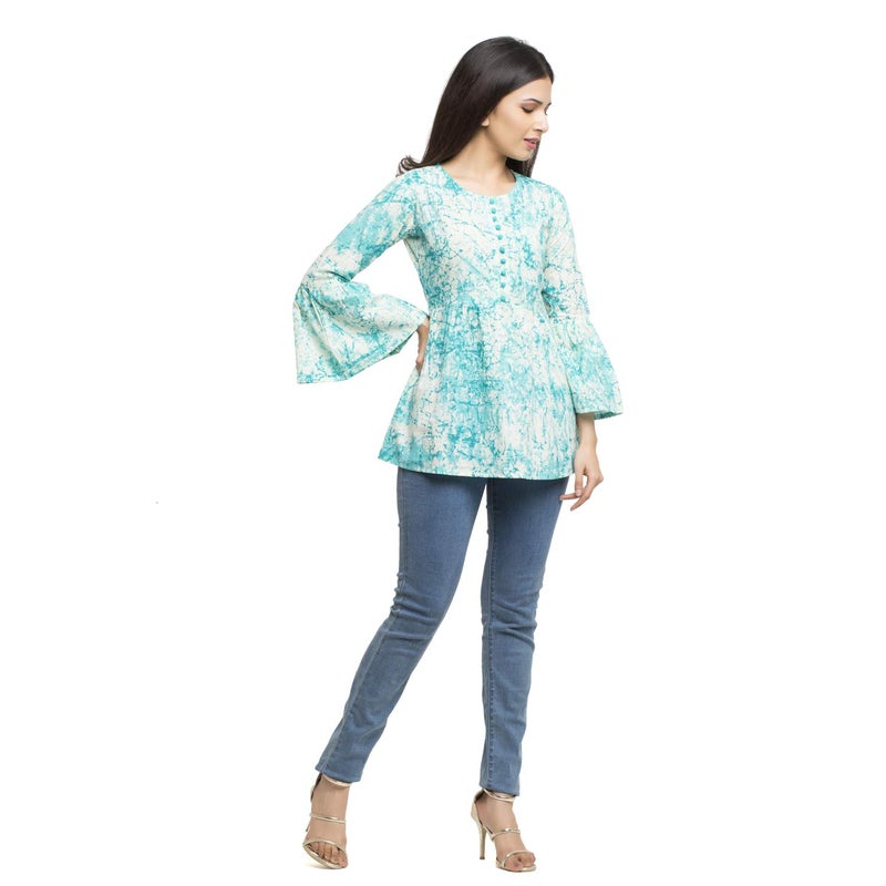 Yash Gallery Women's Indian Tunic Tops for Women and Girl Turquoise - Image 3